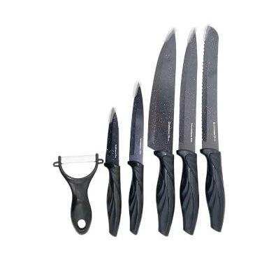 Imagem de Conjunto de Facas Profissionais de Cozinha 6 Peças em Aço Inox com Descascador – Lâminas Afiadas, Cabo Ergonômico, Design Elegante – Cor Preto