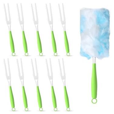 Imagem de 3 peças de refis de espanador conjunto de alças dobráveis compatível com Swiffer Dusters, cabo de escova de remoção de poeira estática descartável para poeira eletrônica, móveis, persianas