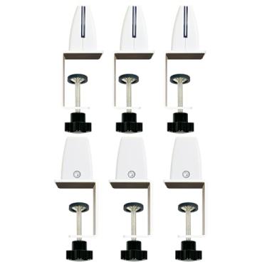Imagem de Jhanw Clipes de suporte de proteção de espirros para painel de espessura de 1/8" a 1", clipes divisores de mesa ajustáveis, braçadeira de divisória de mesa de alumínio, clipes de divisórias de acrílico de acrílico branco, braçadeiras de painel de privacidade de mesa, pacote com 6