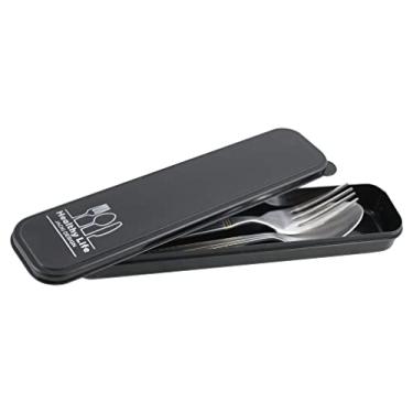 Imagem de Porta Talheres Marmita Trabalho Viagem Estojo Portatil Tampa Cor:Preto