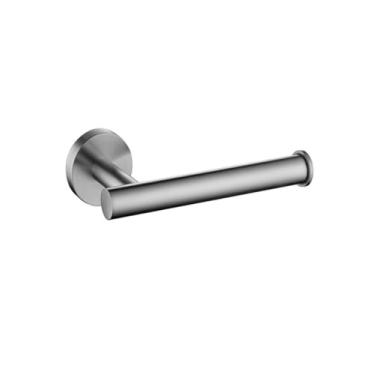 Imagem de Kit de banheiro preto cromado - Toalheiro de aço inoxidável, suporte para papel higiênico, ganchos para roupão - Design redondo de parede, aço inoxidável, suporte para papel