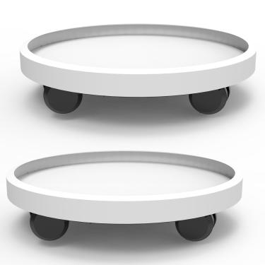 Imagem de WanderingDonkey Pacote com 2 suportes de plantas resistentes de 9,8 polegadas com rodas, carrinho de vaso com suporte para plantas rolantes, carrinho de flores em vaso com rodízios, porta-copos