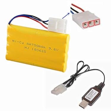 Imagem de Bateria NI-CD de 9,6 V 700 mAh com plugue KET-3P para brinquedo RC como robô carro barco de controle remoto 9,6 volts KET-3P com cabo de carregamento USB