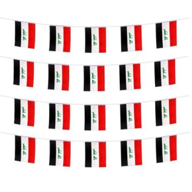 Imagem de FFILL 20 pés 20 bandeiras bandeira do Iraque, bandeira pequena do Iraque, para festas, lojas e decorações de bares, e celebrações do Dia Internacional. Bandeiras temáticas do país asiático - 29 países