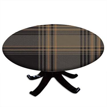 Imagem de Cortinas blecaute xadrez com bolso para varão, estampa xadrez marrom ombré, texturizada, sem costura, para sala de estar ou quarto, L 106 x C 150 cm
