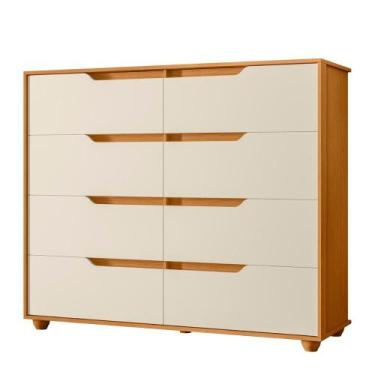 Imagem de Cômoda Quarto Doble com 8 Gavetas e Pés - ALBATROZ MOVEIS, Cinamomo/Of