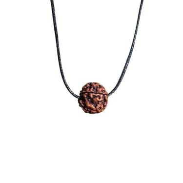 Imagem de The Great Indian Store 5 Mukhi Rudraksha pingente de contas feito à mão verdadeiro original Rudraksh colar de proteção hindu para homens e mulheres (cordão de algodão preto) pacote com 2