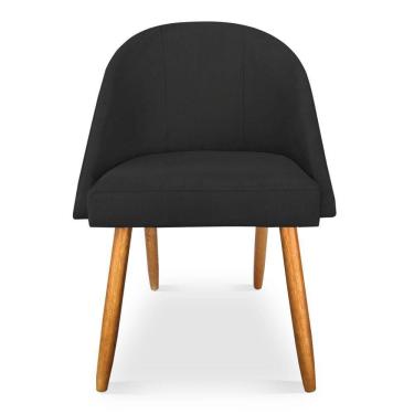 Imagem de Kit 06 Cadeiras Jantar Bela Suede Preto Pés Palito Castanho - Pallazio