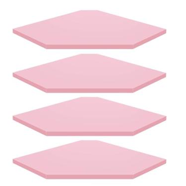 Imagem de Homode Suporte de parede para prateleira de canto, conjunto de 4 prateleiras flutuantes de canto, prateleiras de armazenamento de madeira com orifício para cabo, organizador de prateleira de parede