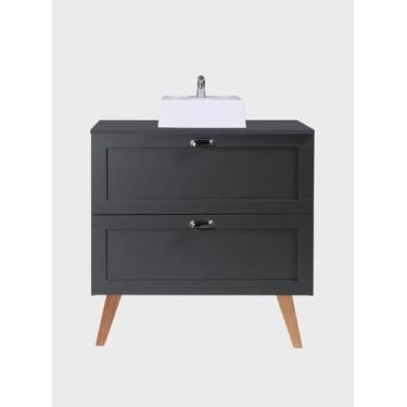 Imagem de Gabinete para Banheiro com Tampo e Cuba 80cm Retro Mdf Milano - On Móv