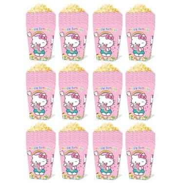 Imagem de Caixa de doces Hello Pink Cat Caixa de pipocas para festa de aniversário rosa Kity Lanche Caixa de Doces Decorações de Recipientes de Biscoitos Presentes para Crianças Adultos Festa de Aniversário
