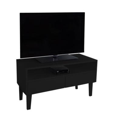 Imagem de Rack para TV Bancada Aparador Com Nicho e Gaveta Laqueado - Preto