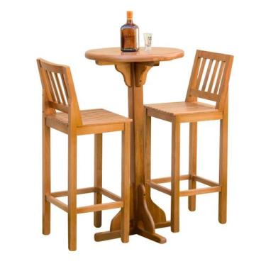 Imagem de Mesa Bistrô com 2 Banquetas Confort Banco de Madeira Bar Cozinha  - VI