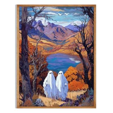 Imagem de TracyArt Decoração de fantasma, decoração de parede de Halloween - presentes de terror, pôster de Halloween, sem moldura 33 x 43 cm