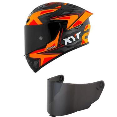 Imagem de Capacete Kyt Tt Course Antonelli Preto e Laranja Mais Viseira Fumê, 56