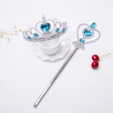 Imagem de Kit Princesa Infantil Coroa e Varinha com Pedras Brilhantes - Abrakada