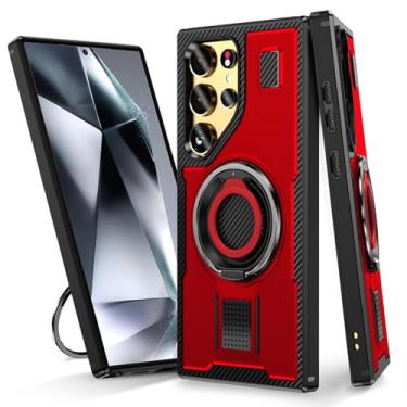 Imagem de HJZSZX Capa de celular com suporte de metal giratório para Galaxy S24 Ultra, à prova de choque (para Galaxy S24 Ultra/vermelho)