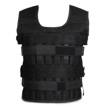 Imagem de mavee Colete de peso ajustável (apenas colete, pesos não incluídos) - 32 compartimentos para resistência personalizada, serve para homens e mulheres - para treinamento de força, corrida, fitness