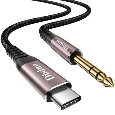 Imagem de Disino Cabo de áudio USB C para TRS Stere de 1/10.2 cm, adaptador de áudio tipo C para conector auxiliar de 6,35 mm, cabo estéreo para smartphone, tablet, laptop, amplificador, alto-falante, console