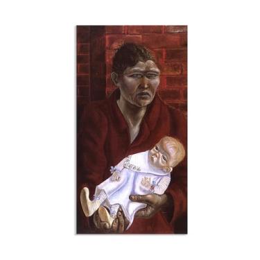 Imagem de Impressão Otto Dix em tela pinturas de mãe e filho otto dix arte de parede famosa arte de arte pôsteres para decoração de parede para quarto sala de estar 125 x 70 cm (124,5 x 71,1 cm) emoldurado