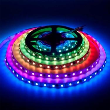 Imagem de Fita LED RGB 3528 SUPER 5M-15M 12V | Iluminação Decorativa Colorida com 16 Cores IP20 | Flexível e Versátil(FITA + CONTROLE + COM FONTE,10m)