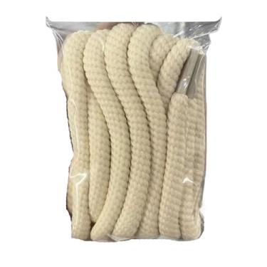 Imagem de Negrito 1 Cm Fio Redondo Cadarços De Lona Sapatos Brancos Laços Mulheres Homens Casuais Esportes Skate Sapatos Pão Cadarços(Color:Beige,Size:160cm)