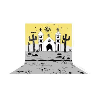 Imagem de Fundo Fotográfico em Tecido Cordel Igreja Sertão - 150x170cm - Core De