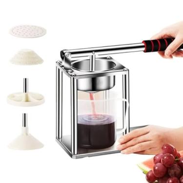 Imagem de HENGJINGTR Máquina de espremedor de prensa à mão em aço inoxidável, gadget de cozinha manual de frutas cítricas de frutas com 3 segundos de suco de suco rápido adequado para limão, melancia