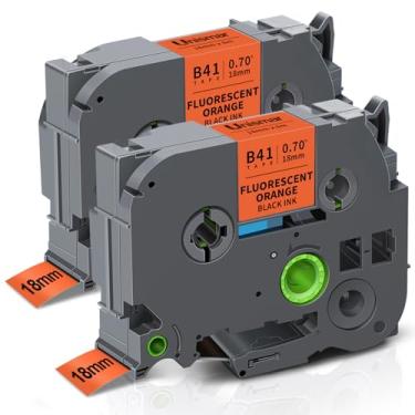 Imagem de Unismar Compatível com Brother TZe-B41 18 mm 0,7 fita de etiqueta preta laminada em laranja fluorescente para PTD400AD PTD400VP PT-D600 PTD600VP PT-P700 PT-P900W PT-2730 etiquetadora, 3/10.2 cm x 8 m,