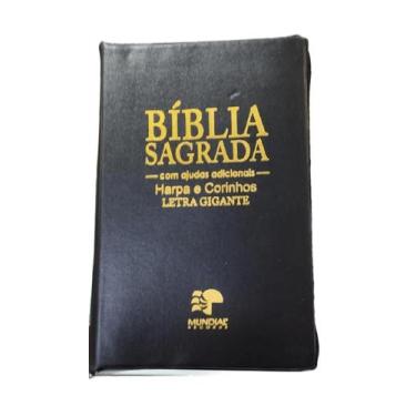 Imagem de Bíblia sagrada-com ajuda adcionais- Harpa e corinhos Com ziper- LETRA 