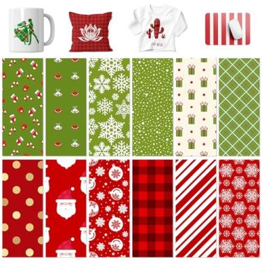 Imagem de YumSur Folhas de Tinta de Transferência de Sublimação de Natal, Papel de Transferência de Sublimação para Prensa de Canecas, 12 Peças 4,5"x12" Floco de Neve Papai Noel Papel de Sub(Padrões De Natal)