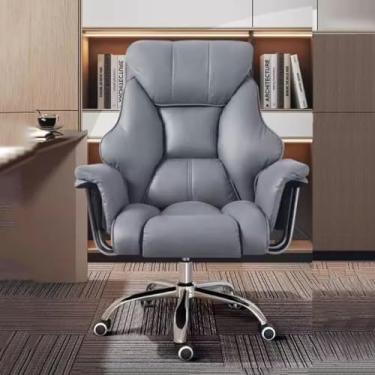 Imagem de Cadeira De Escritório Executiva Confortável Cadeira Big Boss Encosto Alto Cadeira De Tarefa Gonomic Leath Cadeira Estofada Poltrona Giratória Ajustável Em Altura, Blue/a