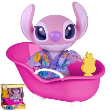 Imagem de Boneca Angel Rosa Banho Divertido com Banheira e Roupão Cotiplás Original 15cm em Vinil 100% Atóxico Brinquedo Infantil Seguro Lúdico Educativo para Crianças Meninas e Meninos