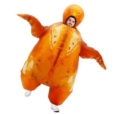 Imagem de MXoSUM Fantasia inflável de peru assado para adultos, fantasia engraçada de ação de graças, roupa de festa, cosplay, animal, Marrom dourado, 150-190cm
