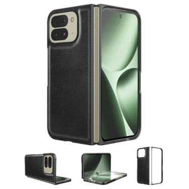 Imagem de Foluu Capa dobrável para Google Pixel 10 Pro, capa de couro, couro PU + capa rígida de policarbonato ultrafina, durável, capa protetora para celular para Pixel 10 Pro Fold 2025 (preto)