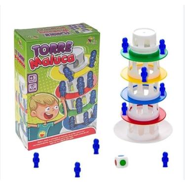 Imagem de Jogo Torre Maluca de Equilíbrio Infantil – Brinquedo Educativo e Interativo com Peças Coloridas e Dado – Desenvolve Coordenação Motora e Raciocínio Lógico