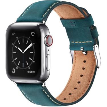 Imagem de SUNFWR Pulseiras de couro compatíveis com Apple Watch SE 3 2 1, séries 11, 10, 9, 8, 7, 6, 5, 4, 3, 2 e 1 de 41 mm, 40 mm, 38 mm e 42 mm (série 11 10, 8, 7, 6, 5, 4, 3, 2 e 1