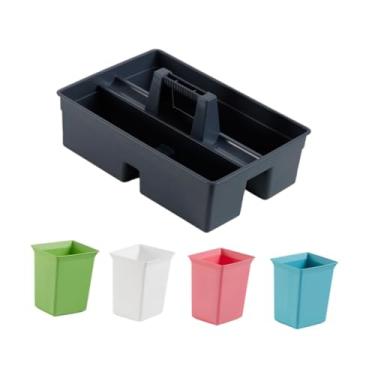 Imagem de KiBcsLic Cesta de transporte para produtos de limpeza com alça, caixa de armazenamento para ferramentas de limpeza, organizador para casa, escritório e, S