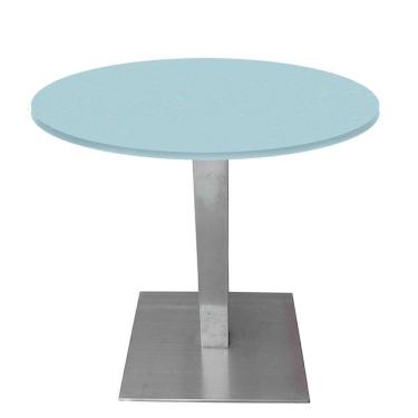 Imagem de Mesa Quadrada Alpha Inox Prata 73,50 Cm (altura) Tampo Mdp Redondo 60 Cm Cinza (larg)