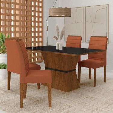 Imagem de Mesa 1,36 Biella Com 4 Cadeiras Estofadas Freijó/pto/sd Terraco - M.a