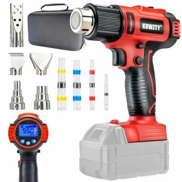 Imagem de KUWZTY Pistola de calor sem fio para bateria Milwaukee M18, com tela digital LCD, configuração máxima de 2 temperaturas 550 °C (550 °C), pistola de calor para embalagem retrátil, dobra de tubos