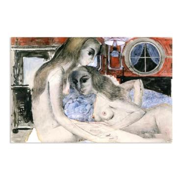 Imagem de SDYJ6GSW Paul Delvaux Impressão La Fenêtre ronde pintura em tela famosa pôsteres de arte surrealismo imagem de arte de parede para decoração de escritório em casa presente exclusivo 60x40 cm (60x40.6