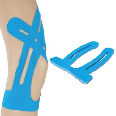Imagem de 16un Fita de Cinesiologia Pré-Cortada para Joelho, Fita Suporte Atlético de Algodão Respirável Sem Látex para Estabilização Articular e Suporte Muscular(Azul)