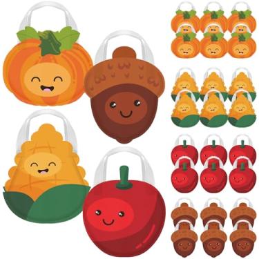 Imagem de SilTriangle 24 peças de sacos de presente não tecidos de Ação de Graças com alças grandes reutilizáveis sacos de guloseimas de outono a granel para doces de outono para lembrancinhas de festa de Ação