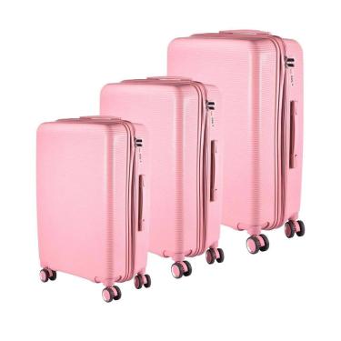 Imagem de Kit Mala 35Kg + 23Kg + 10Kg Polipropileno Inquebrável Rose
