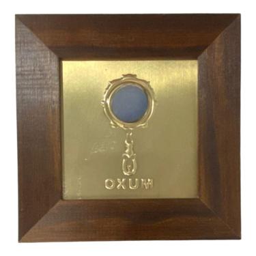 Imagem de Quadro Oxum Orixá Madeira Imbuia e Metal 14,5x14,5cm