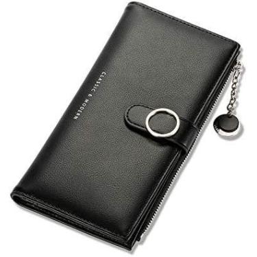 Imagem de Carteira feminina ultrafina com bloqueio de RFID, porta-cartão de créd