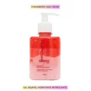 Imagem de Creme Hidratante Em Gel Beijável 300Ml Alleva - Strawberry