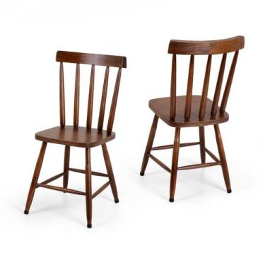 Imagem de Kit 2 Cadeiras Colonial Lisa Rustica Madeira Maciça   - TreeArbor