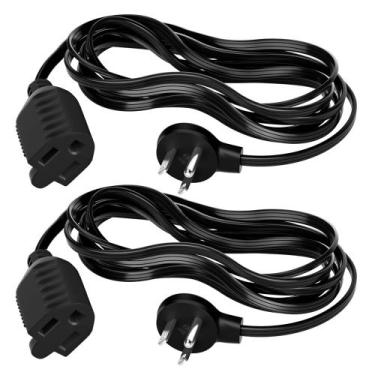 Imagem de Cabo de extensão Elecan Flat Plug 1,8 m, pacote com 2, calibre 16, 13A